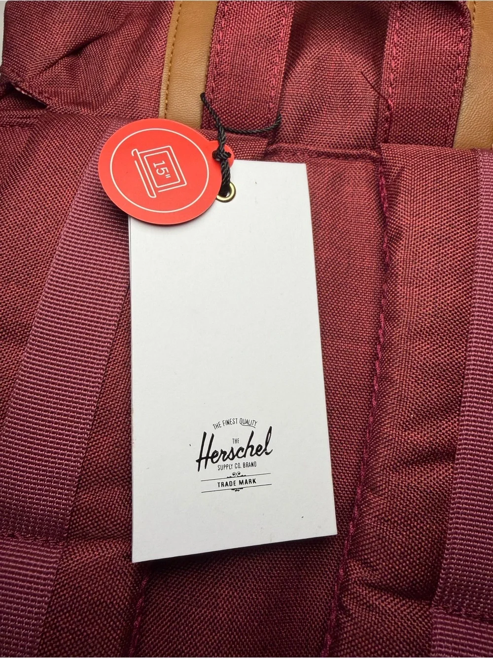 Herschel Supply Company Burgundy Backpack with Tan Straps